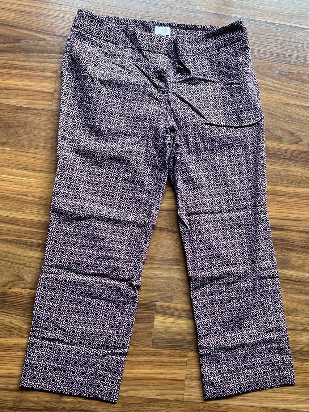 Laundry By Shelli Segal Black and Pink Geometric Dress Pants
